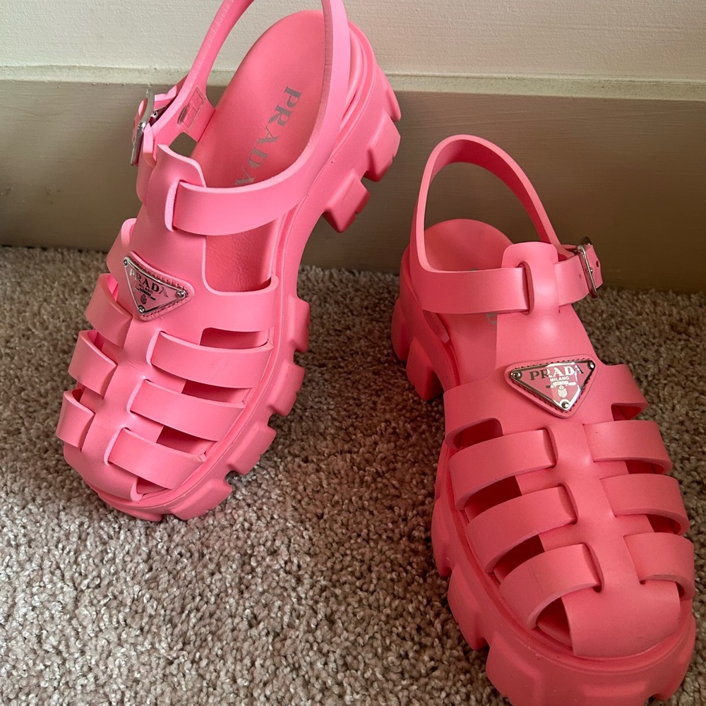 Prada Pink Platform Sandals